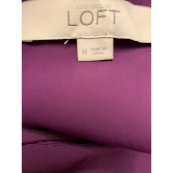 Anne Taylor Loft Size Medium Deep Purple Sheath Dress With Ruffle Back Lined EUC - Picture 3 of 3